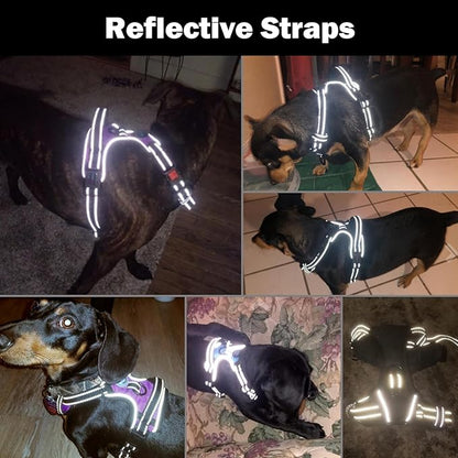 PHOEPET No Pull Dog Harnesses for Small Dogs Reflective Adjustable Front Clip Vest with Handle 2 Metal Rings 3 Buckles [Easy to Put on & Take Off] (S, Black)