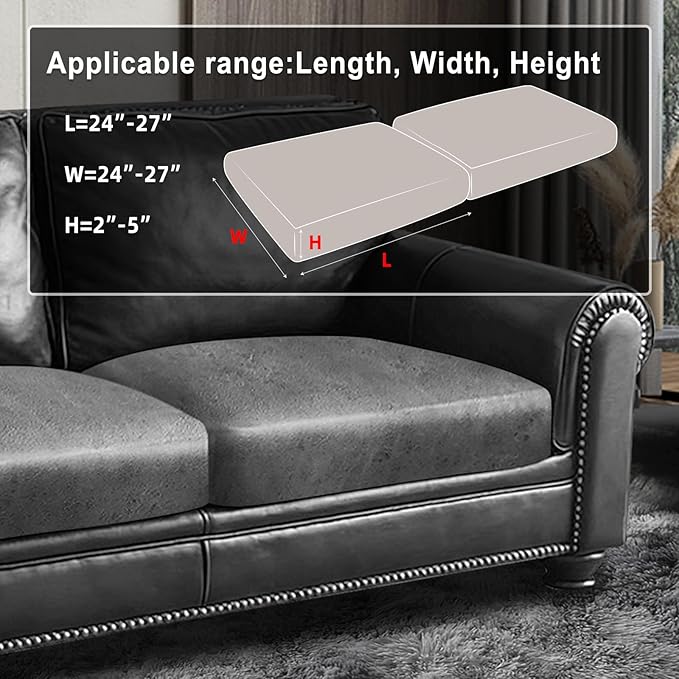 ANARACHON Leather Look Couch Cushion Covers Sofa Seat Slipcovers Sets Couches Furniture Protector for Sectional Armchair Loveseat Pets Kids Stretch Spandex Fabric (2 Cushion Loveseat, Light Grey)