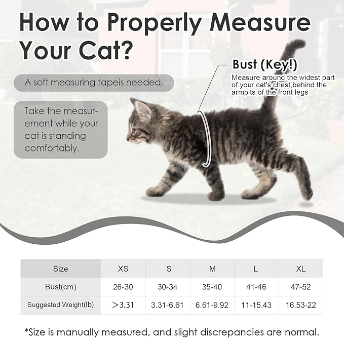 Cat Harness and Leash Set Escape Proof, Adjustable Leash & Breathable Mesh Vest with Reflective Strips & Flower, XS (XS)