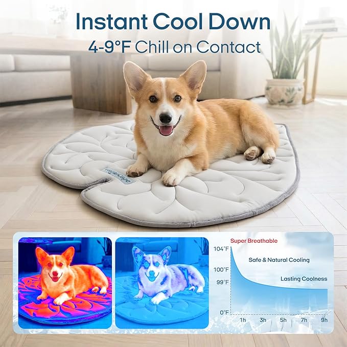 Vagascape Dog Cooling Mat, Washable Pet Cooling Mat, 47" x 45" Thick & Durable Large Cooling Mat for Dogs, Portable Foldable Premium Cooling Pad for Indoor, Outdoor, Travel, Camping, Patio and Beach