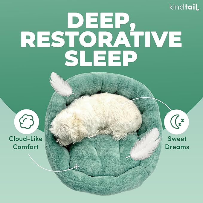 KindTail Small Orthopedic Dog and Cat Bed - Faux Fur Luxury Cuddler for Pets Under 15 lbs, Comfortable Waterproof Material with Nylon Base - 20" x 14" x 10" (Light Grey, Small)