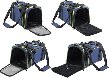 EliteField Expandable Soft Pet Carrier (3 Year Warranty, Airline Approved), Multiple Sizes and Colors Available (20" L x 12" W x 11" H, Navy Blue)