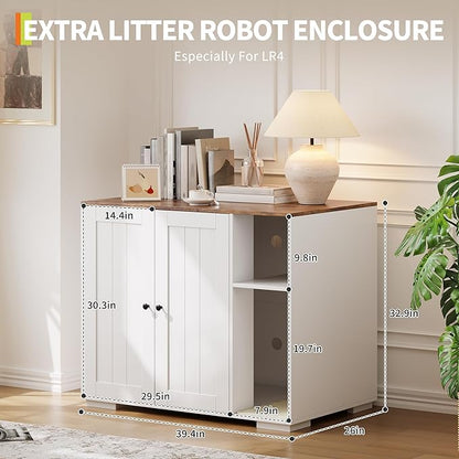 Extra Large Cat Litter Box Enclosure with Scratch Pad, Large Automatic Litter Box Furniture, Dog-Proof Litter Cabinet with Outlet, Space for Cat Stuffs