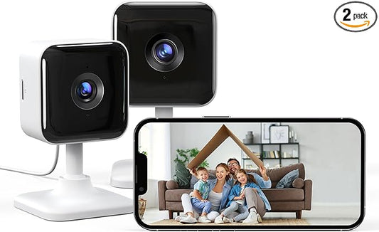 GNCC 2K Indoor Security Camera, 2 Packs Cameras for Home Security Wi-Fi Cameras, Motion/Sound Detection, Night Vision, 2-Way Audio, Real-Time Alert, Cloud & SD Card Storage, 2.4G WiFi Only