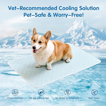 Dog Cooling Mat - Instant 6-12°F Drop, Cooling Mat for Pets Q-MAX >0.5 & Machine Washable, Anti-Slip Bottom, Cool Relief Bed for Dogs & Cats Light Blue 42" x 28"