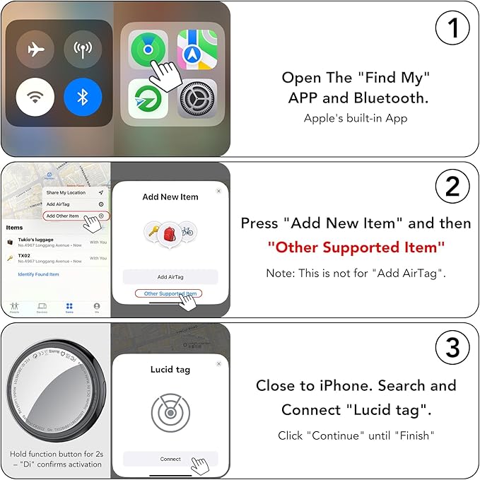 2026 New [Apple MFi Certified] (iOS Only) Tracker Tags-3 Pack, Bluetooth 5.3 GPS Tracker for Apple Find My, Replaceable Battery, 100dB Sounds, Key Finder and Item Locator for Car, Keys, Luggage, Black