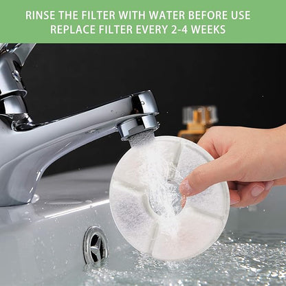 Wonder Creature Cat Water Fountain Filter Replacement, 6/8/12/16/8+4 Pack, Round Carbon Filters for 81oz/2.4L Stainless Steel Top Automatic Pet Fountain (12 Pack)