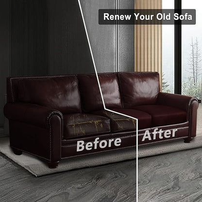 ANARACHON Leather Look Couch Cushion Covers Sofa Seat Slipcovers Sets Couches Furniture Protector for Sectional Armchair Loveseat Pets Kids Stretch Spandex Fabric (3 Cushion XL Sofa, Burgundy)