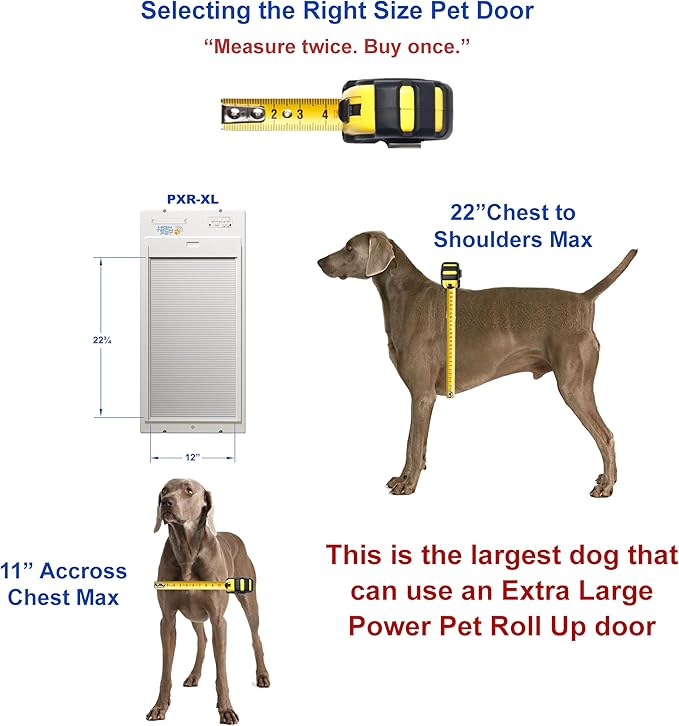 Power Pet Roll Up - Dependable Smart Dog Door, Automatic Pet Collar Operation with or Without App-High Security, Safe, Air Tight and Weatherproof, Space Saving Modern Design (Wall Mount, Extra Large)