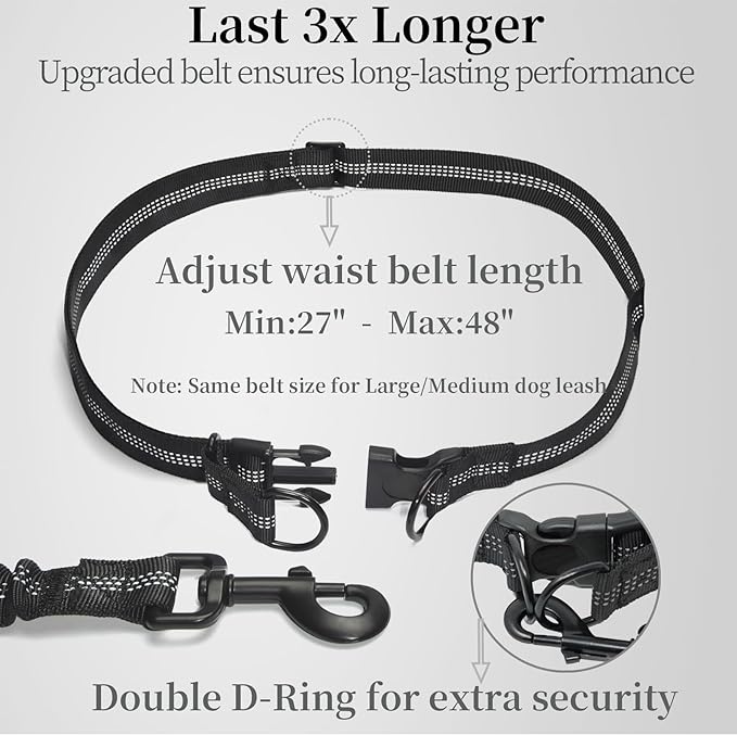 iYoShop Hands Free Dog Leash with Zipper Pouch, Dual Padded Handles and Durable Bungee for Walking, Jogging and Running Your Dog (White-Blue Mix, Large)