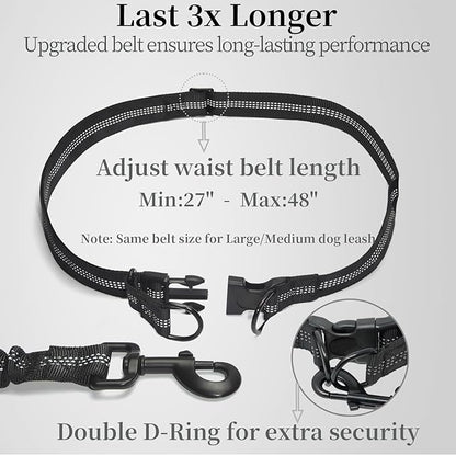 iYoShop Hands Free Dog Leash with Zipper Pouch, Dual Padded Handles and Durable Bungee for Walking, Jogging and Running Your Dog (Large, 25-120 lbs, Purple)