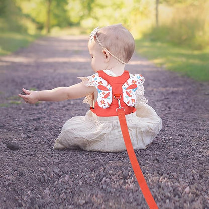 Toddler Harness Leash, Accmor 3 in 1 Cute Butterfly Kids Leash +Anti Lost Wrist Link for Outdoor Travel, Adorable Child Walking Harness Wristband Assistant Strap Belt Protector for Baby Girls (Orange)
