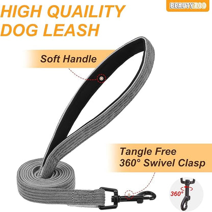 BEAUTYZOO No Pull Dog Harness Large, Adjustable Dog Harness and Leash Set -Easy Wearing with 3 Buckles/Control Handle,No Choke Soft Padded Reflective Pet Vest for Training Walking Hiking,Grey M