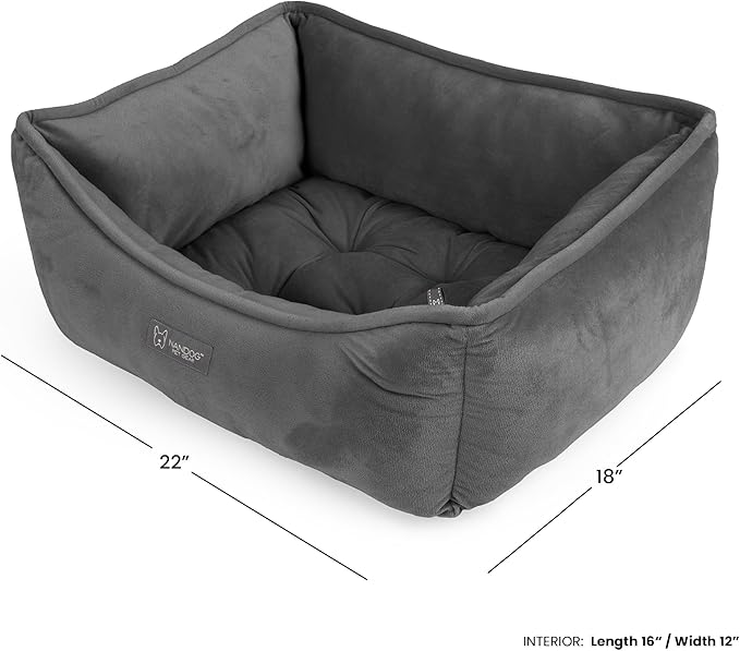 NANDOG Reversible Dog Bed from The Signature Collection– Luxury Cloud-Soft Pet Bed for Small to Medium Dogs & Cats, Premium Pet Gear, Reversible Design, Plush Comfort, Modern Style - Dark Grey