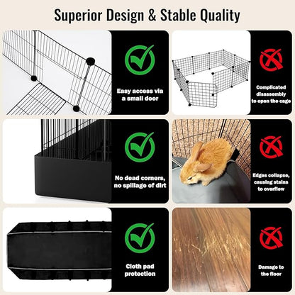 PAWING 12 Panels Small Animal Playpen with Waterproof Mat - Durable Metal Wire Yard Fence for Guinea Pigs, Kittens, Puppies, Hamsters, and Hedgehogs - Indoor & Outdoor Pet Cage