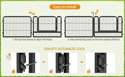 Yaheetech Wide Panel Dog Playpen, 12 Panels 24 inch High Pet Pen with Gate, Portable Indoor Outdoor Fence for Small/Medium Breed Dogs