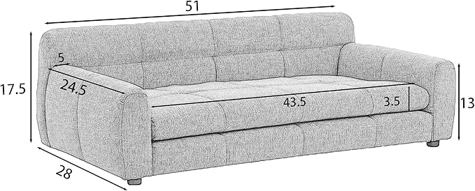 Dog Couch Bed with Backrest and Armrest, Durable Pet Sofa with Soft Foam Cushion, Elevated Dog Couch Bed with Legs for Medium and Large Dogs, Beige