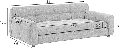 Dog Couch Bed with Backrest and Armrest, Durable Pet Sofa with Soft Foam Cushion, Elevated Dog Couch Bed with Legs for Medium and Large Dogs, Beige