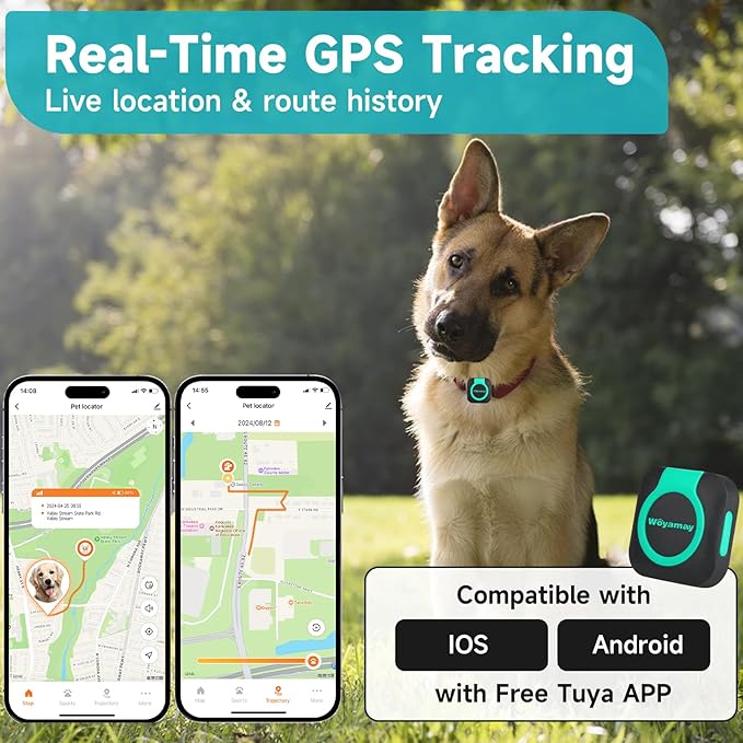 GPS Tracker for Dogs and Cats, Mini Cat & Dog GPS Tracker with Health Monitor and GPS Dog Fence, Waterproof GPS Pet Tracker, Works with Any Collar (Android and iOS Universal)