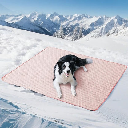 Soulbond Cooling Mat for X-Large Dogs - 50"x60" Washable Cooling Pad for Puppy, QMAX>0.3, Anti-Slip Bottom, Portable Summer Pet Cool Kennel Bed Pad for Outdoor/Indoor/Cars/Travel Use, Pink