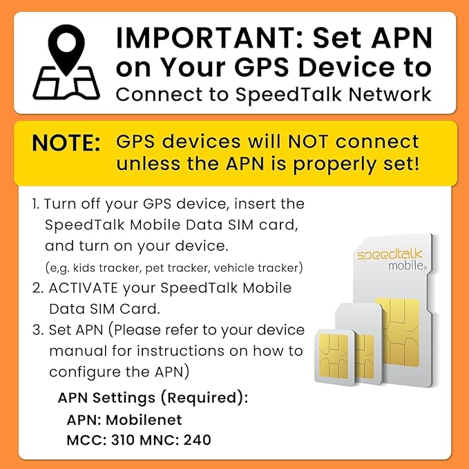 SpeedTalk Mobile $10 Tracker SIM Card Kit, Unlimited Data for 4G GPS Tracking Devices locators Pet Senior Kids Car | 3 in 1 Simcard Standard Micro Nano | No Contract 30 Days Service Plan US Coverage
