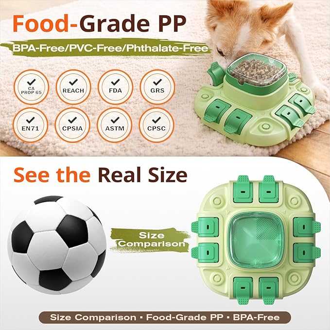 KADTC Dog Puzzle Toy, 2 Levels of Challenge, Push-to-Release Treat Dispenser, Slow Feeder & Mental Stimulation Enrichment Toy for Small Medium Large Dogs