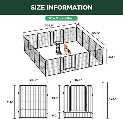 FXW Rollick Unleashed Dog Playpen for Indoor, Yard, RV Camping, 32 inch 16 Panels for Small and Medium Dogs, Black│Patented