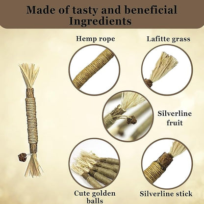 SunGrow Delicious Pet Snack Silvervine Sticks, Chewable Corn Husk and Insect Lean Fruit, Perfect Teeth Care for Cats, Rabbits and Other Pets, 3 Pcs