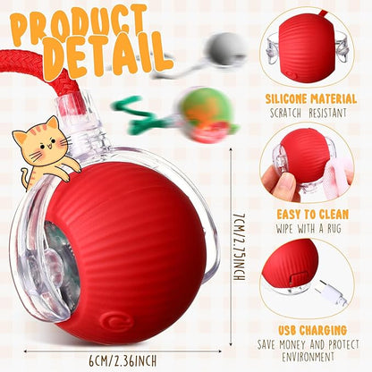 WinnerWhy 6 Pack Interactive Cat Ball Toy 360° Automatic New Interactive Rolling Ball Rechargeable Gifts for Cat Dog Lovers Indoor Exercise Electric Self Rolling Toy Large and Small Puppy Kitten Bulk