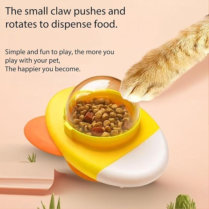 2026 new Rocket Shape 360° Rotating Puzzle Feeder for Cats - Interactive Treat Dispenser Toy for Indoor Play, Slow Eating & Mental Stimulation.
