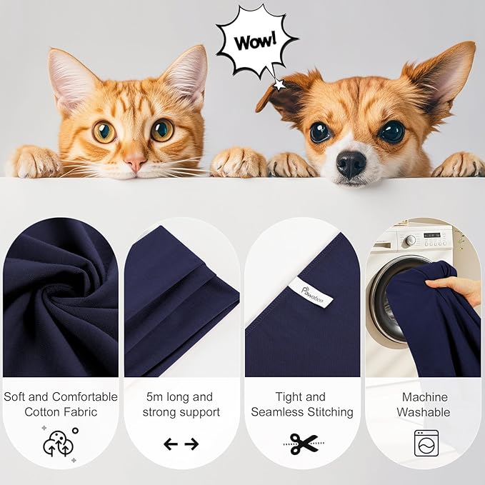 Pawaboo Pet Sling Carrier, Hands Free Dog Carrier Sling for Small Dogs and Cats, Puppy Kitten Pouch Soft Cotton Front Facing Cat Carriers Papoose, Reduce Back Neck Pain, Navy Blue