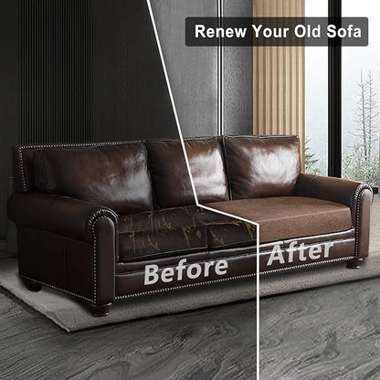 ANARACHON Leather Look Couch Cushion Covers Sofa Seat Slipcovers Sets Couches Furniture Protector for Sectional Armchair Loveseat Pets Kids Stretch Spandex Fabric (1 Cushion XL Sofa, Brown)