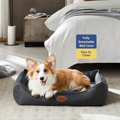 Tidore Orthopedic Dog Beds for Medium Dogs, Durable Egg Crate Foam Sofa Dog Bed wit Washable Removable Cover,Waterproof Lining,Pet Bed for Large Dogs (Dark Grey, 31.5" L x 25.2" W x 7" Th)