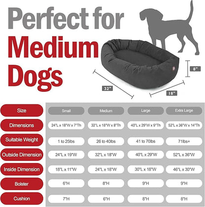 Majestic Pet 32 Inch Suede Calming Dog Bed Washable – Cozy Soft Round Dog Bed with Spine Support for Dogs to Rest Their Head - Fluffy Donut Dog Bed 32x23x7 (Inch) - Round Pet Bed Medium – Gray (2025)