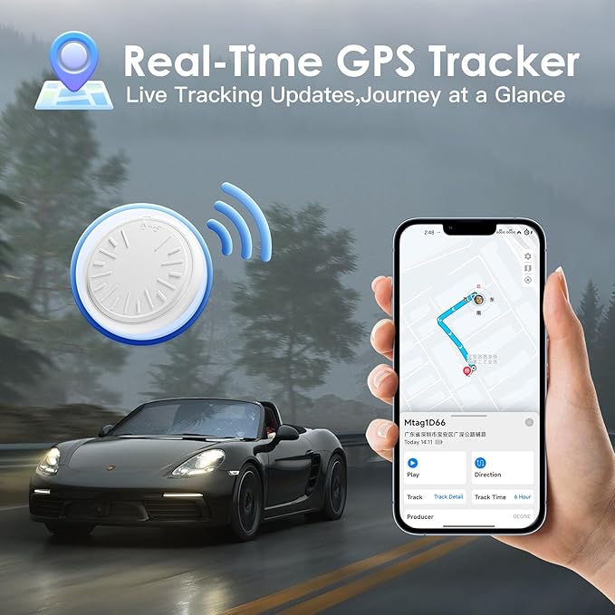 Mini GPS Tracker for Vehicles – Hidden Magnetic Car Tracker Device, Real-Time GPS Tracking for Kids, Car, Pets, No Monthly Fee, Works with Apple Find My and Google Find Hub, Vehicle Locator (2 Sets)