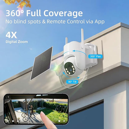 4G LTE Cellular Security Camera, No WiFi Solar Powered Security Camera, Auto Tracking, Color Night Vision, Motion Detection, 2 Way Audio, Built in SIM Card, Support Verizon/AT&T/T-Mobile(3 Pack)
