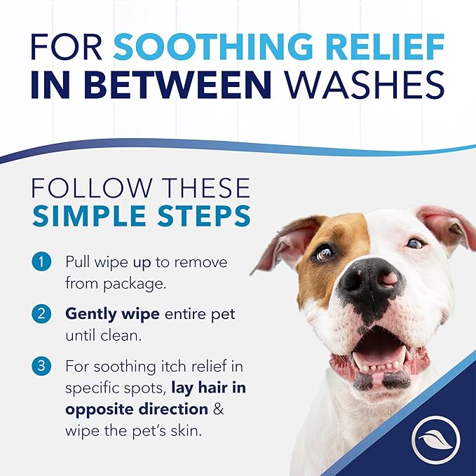 TropiClean Oxymed Soothing Allover Cat & Dog Wipes For Paws And Butt | Anti Itch Relief For Dogs & Cats 50 Count