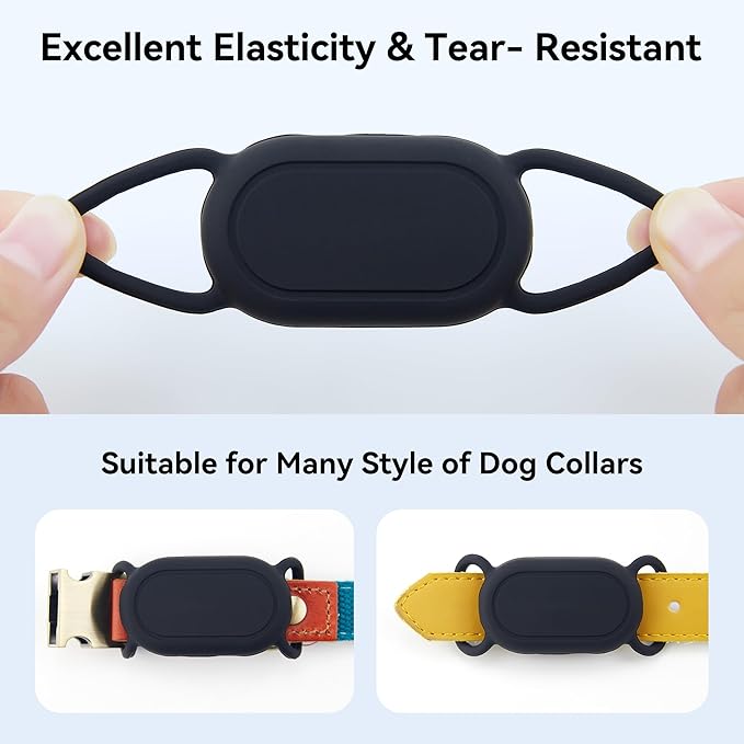 Dog Collar Holder(2 Pack) for Galaxy Smarttag2, Waterproof Silicone Case for Pet Cat, Anti-Lost Scratch Resistant Protective Cover Accessory for Samsung Galaxy Smart tag2 (Black/Olive Green)