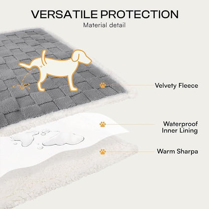 Luciphia Waterproof Dog Blanket, Leakproof Large Pet Blanket for Couch Sofa Bed Furniture Cover Protector, Washable Soft Sherpa Fleece with 3D Jacquard, Cozy Calming Reversible, Gray White, 85"x57"