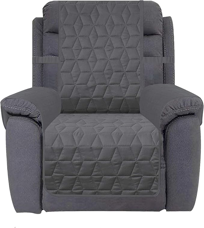 Ameritex Waterproof Nonslip Recliner Cover Oversized Christmas Decor Stay in Place, Dog Couch Recliner Cover Furniture Protector for Pets and Kids (Dark Grey, 30'')