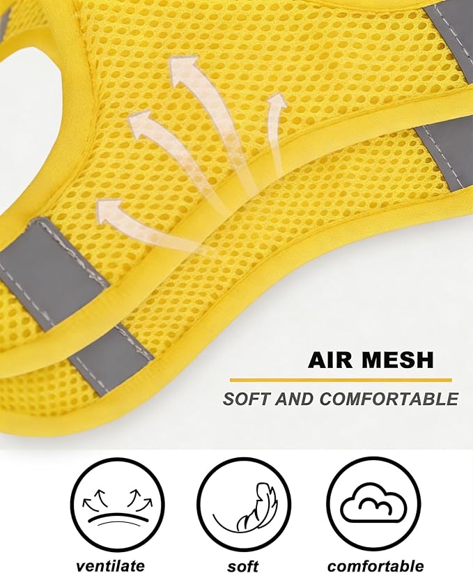 XS Yellow Flower Pattern Dog Harness and Leash Set,No Escape Harnesses for Training Walking，Breathable Adjustable Puppy Vest for Small Medium Dogs, Cats (Yellow, XS)
