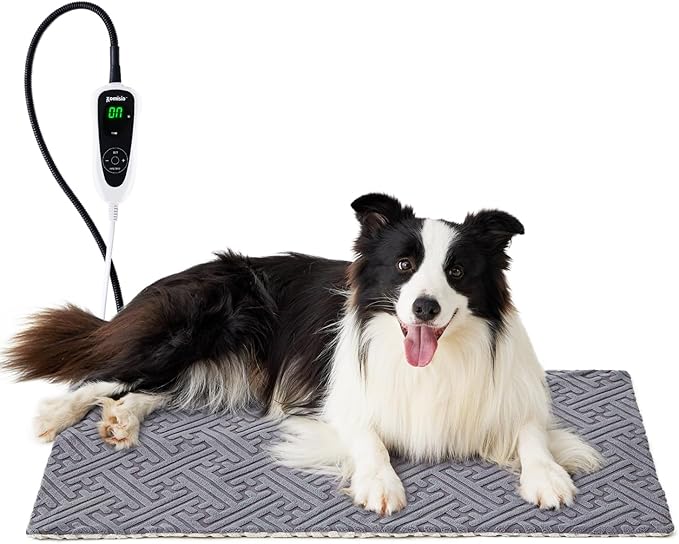 ZOMISIA Large Dog Heating Pad 32x20 Inch - 11 Adjustable Temperature and 25 Timer Options, Heated Dog Bed Indoor Waterproof with Chew-Resistant Cord for Large Dogs