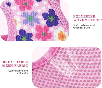 Small Dog Harness with Leash Purple Flowers Pattern Step in Mesh Padded Soft Harness for Small Medium Dogs Cats