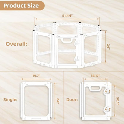 Acrylic Portable Dog Playpen Indoor, Clear Dog Play Pen Indoors Puppy Playpen Indoor Easy Assemble 24” Octagon Guinea Pig Rabbit Bunny Small Animal Pet Playpen, Puppy Play Pen for Indoors