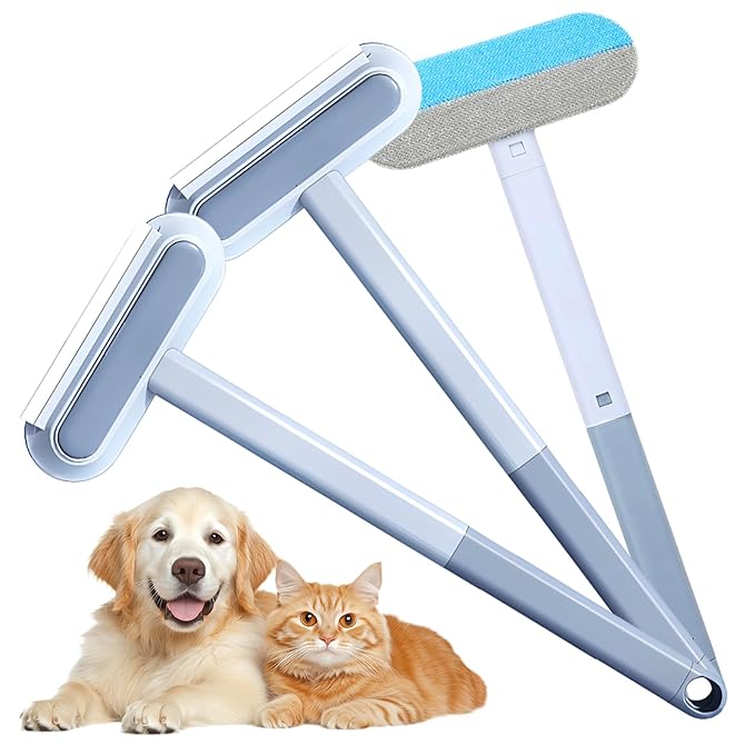 JUDUNA 2025 New Pet Hair Remover, 4 in 1 Pet Hair Removal Tool for Couch Carpet Furniture, Multifunctional Double Sided Dogs Cats Hair Removal Brush, Reusable Cleaning Brush for Window (3 Pc)