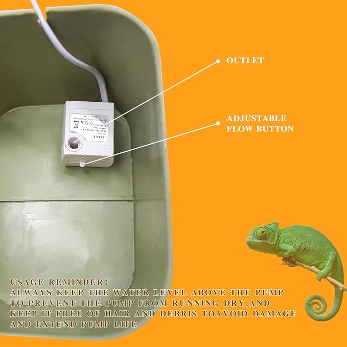 Reptile Water Bowl with Filtration System, Lizard Drinking Fountain, Bearded Dragon Tank Accessories, Reptile Habitat Waterfall for Bearded Dragon, Leopard Gecko, Chameleon, Snake