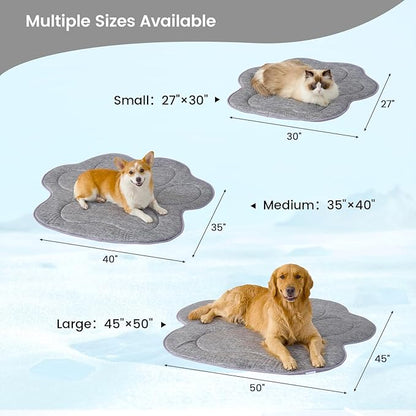 Cozy Bliss Cute Paw Shape Cooling Mat for Small Dogs and Cats, Non-Slip, Leakproof Washable Pet Cooling Mat Q-Max 0.5 for Hot Weather, Indoor and Outdoor Summer Pad, Heather Charcoal Grey, 27"x30"