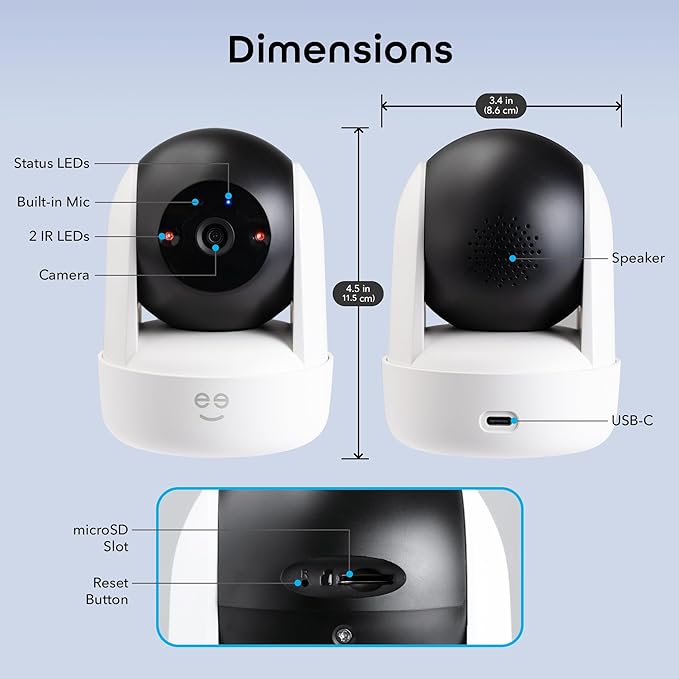Geeni Orbit 3MP Smart PTZ Security Camera – 2K HD Indoor Security Camera with Auto-Follow Motion Tracking, Pan, Tilt, & Digital Zoom, 8m Night Vision, & 2-Way Audio