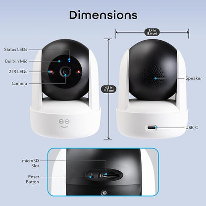Geeni Orbit 3MP Smart PTZ Security Camera – 2K HD Indoor Security Camera with Auto-Follow Motion Tracking, Pan, Tilt, & Digital Zoom, 8m Night Vision, & 2-Way Audio