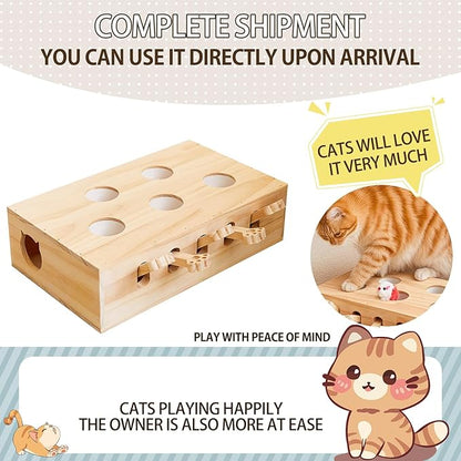 Whack a Mole Cat Toy with Pop Up Mice - Interactive Puzzle Game & Scratch Board for Indoor Cats, Mental Enrichment and Exercise, Fun Cat Puzzle Box Toy